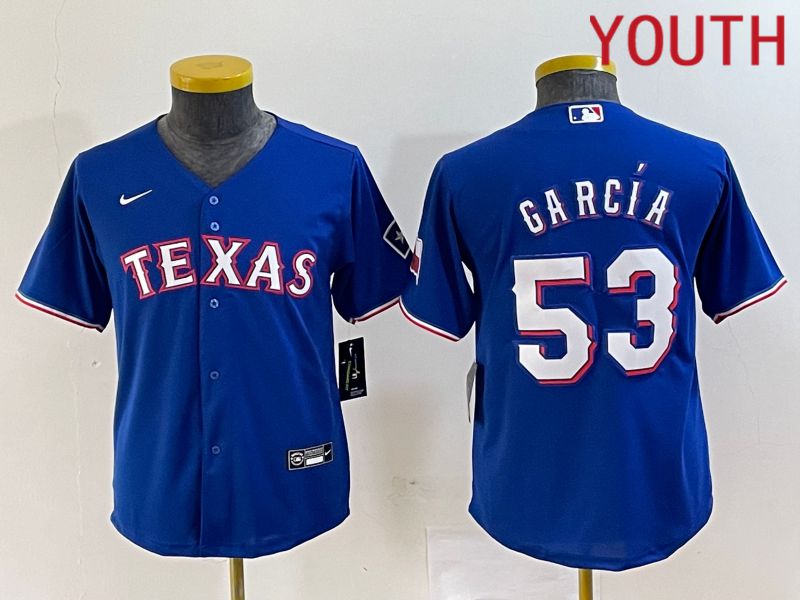 Youth Texas Rangers #53 Garcia Blue Game Nike 2023 MLB Jersey style 9->san francisco 49ers->NFL Jersey